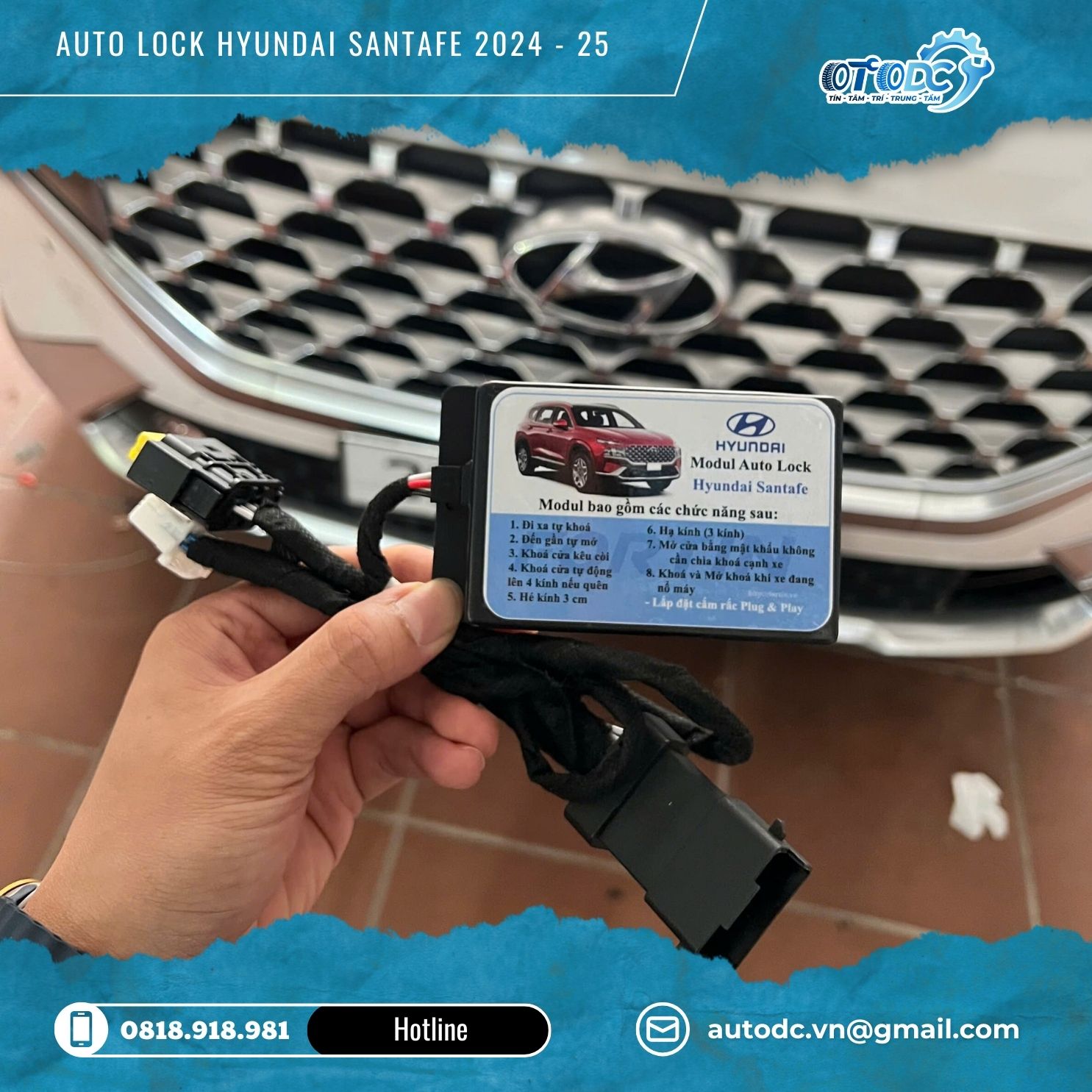 Auto lock Hyundai Santafe 2024 - 25 | Tự động khoá cửa khi ra xe, mở cửa khi vào xe