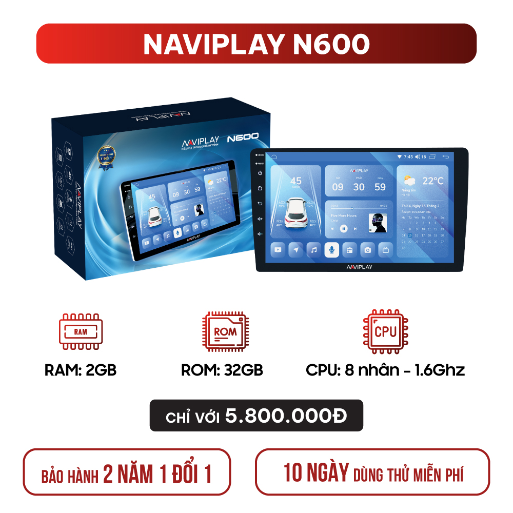 Màn hình android Gotech NAVIPLAY N600 N900 Ram 4GB rom 64GB bảo hành 2 năm