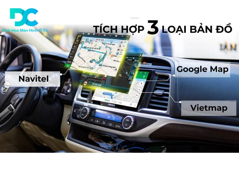 Màn hình ô tô hỗ trợ bản đồ Google Maps
